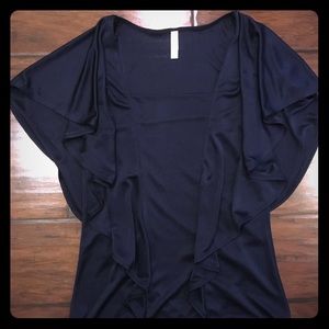 Xhilaration navy blue blousy ruffle top sz Med